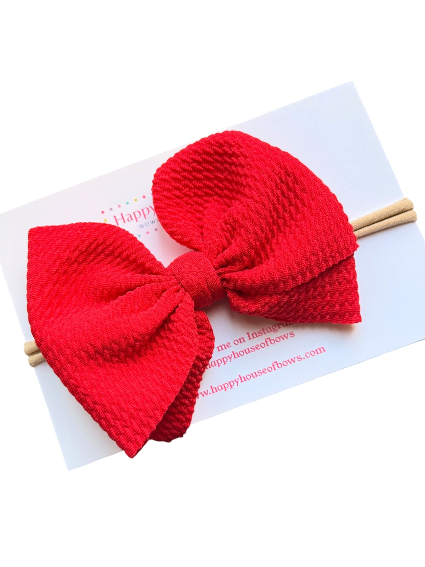 Patriotic Baby Headbands | Liverpool Fabric Bow on Soft Nylon Headband | 4th of July