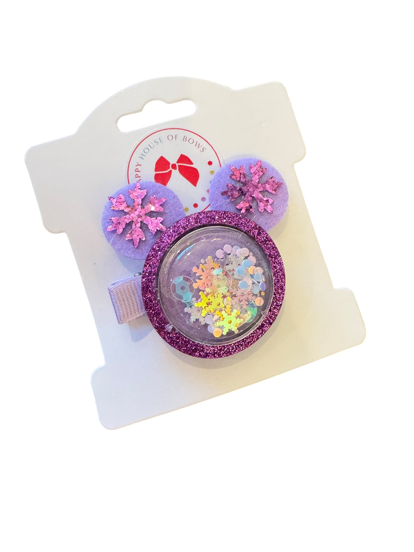 Mouse Snowflake Shaker Clips - Christmas Interactive Hair Clips with Confetti