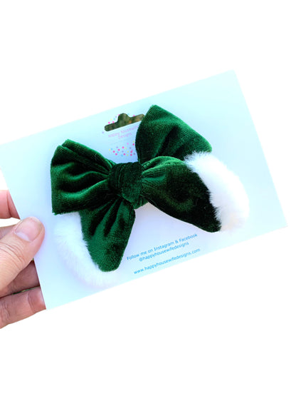 *Green Velvet Santa Hair Bows