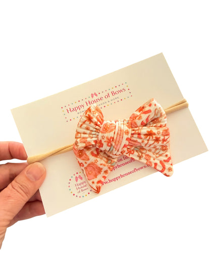 Coastal Cowgirl Hair Bow | Girls Tropical Western Bow with Alligator Clip