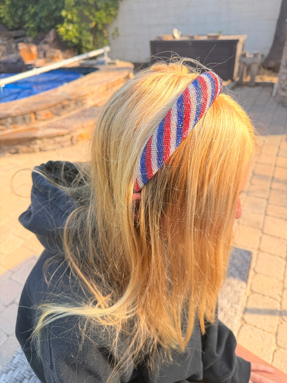 Patriotic Sparkly Headband for Girls – Red White & Blue 4th of July Hair Accessory