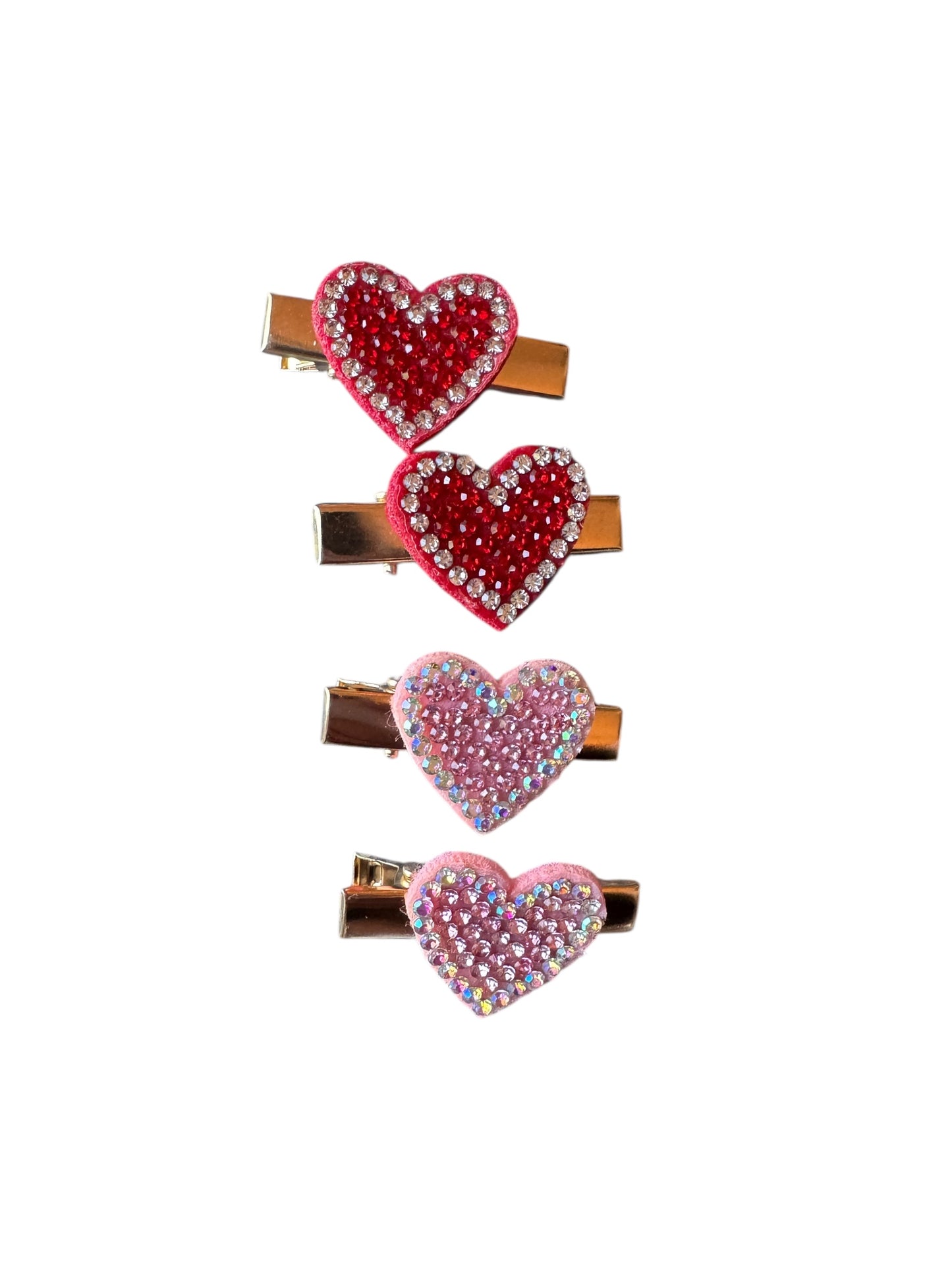 Rhinestone Heart Hair Clips - Valentine's Clips