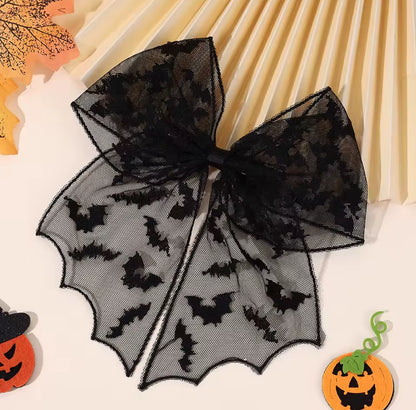 Lace Bat Hair Bows – Black Halloween Hair Accessories for Girls and Women