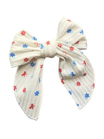 Patriotic Bows & Flowers Hair Bows for Girls & Babies | Alligator Clip or Nylon Headband | 4th of July