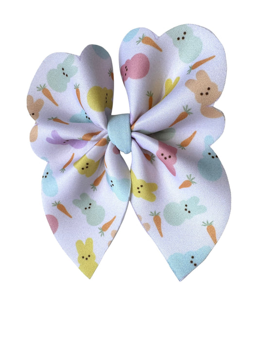 Bunny Bubble Hair Bow - 5" Easter Peeps Neoprene Bow with Alligator Clip