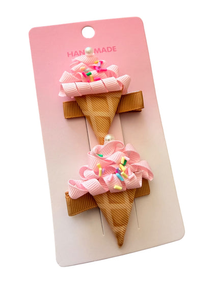 Ice Cream Hair Clips for Girls - set of 2