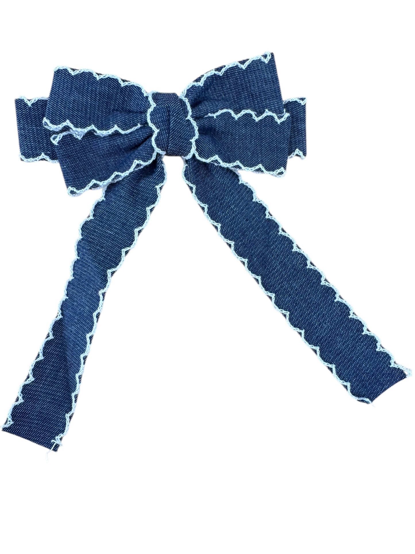 *Denim Long Tail Hair Bow