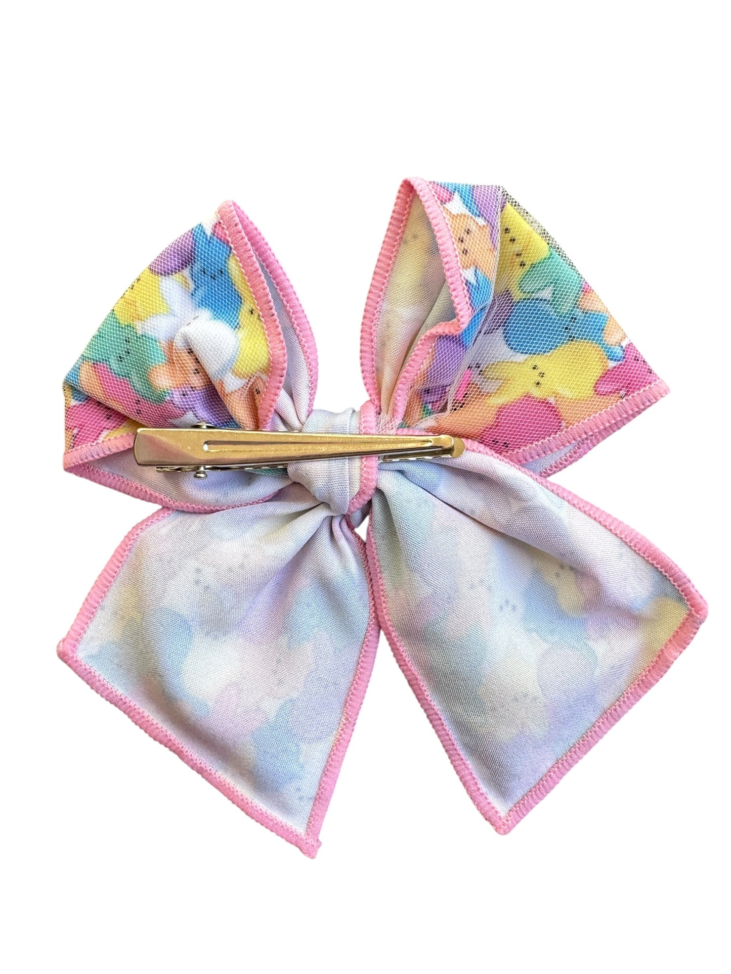 Easter Bunny Shaker Hair Bow for Girls - Pink Confetti Alligator Clip