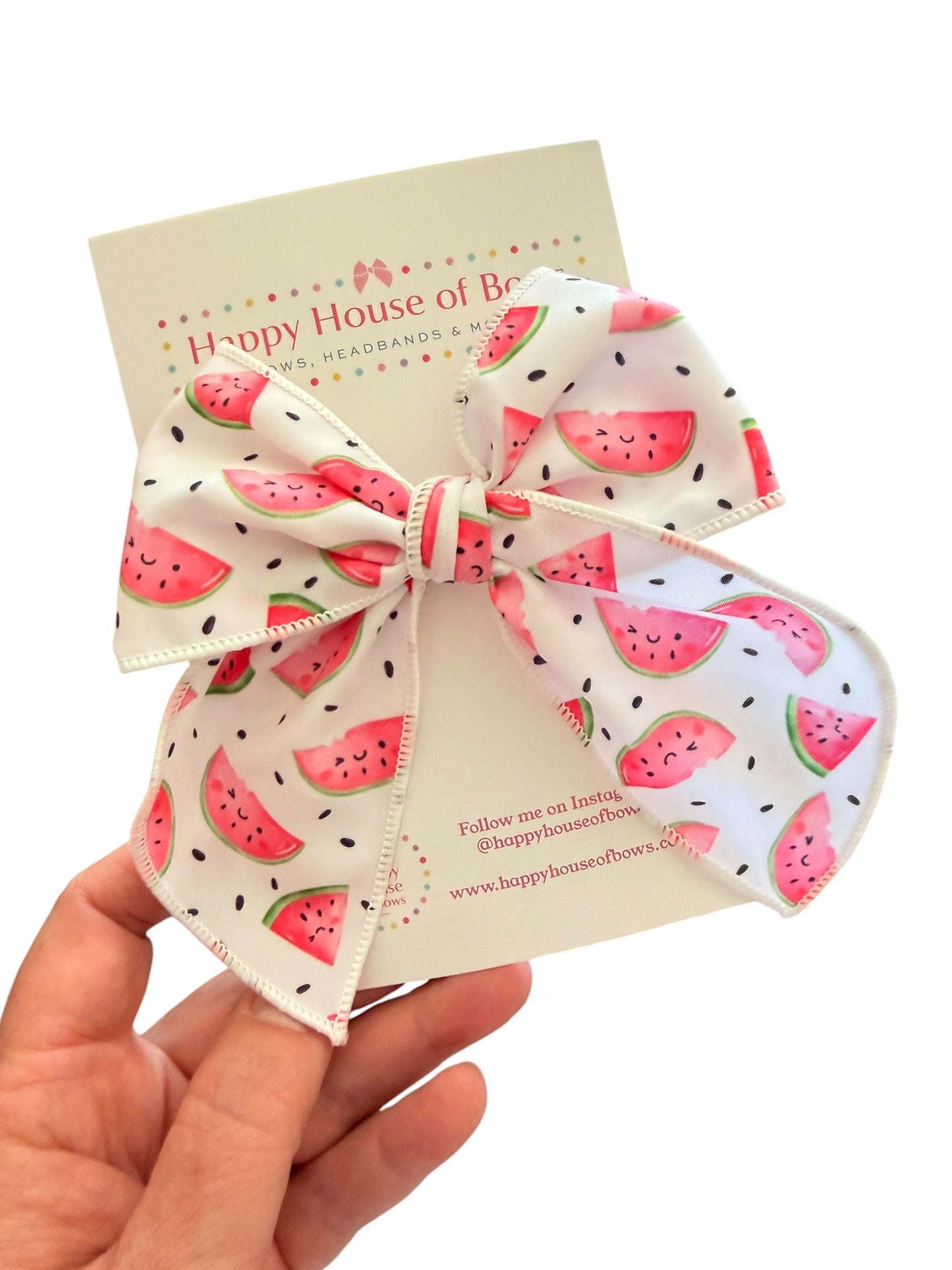 Pink Watermelon Hair Bow for Girls | Summer Alligator Clip & Pigtail Set