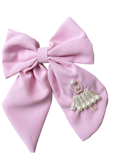 Pearl Ballet Hair Bows for Girls | Ballerina Alligator Clip Bow