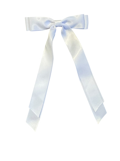 Double Streamer Satin Hair Bow - Elegant Ribbon Bow with Alligator Clip