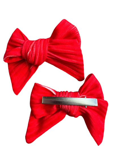 Red Fabric Hair Bows