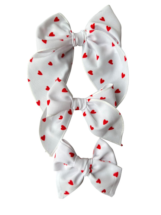 *Small Red Hearts Hair Bows