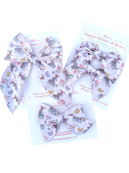 White Castle Hair Bows for Girls