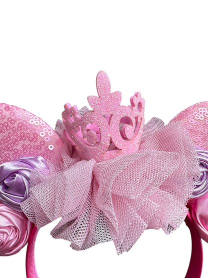 Pink and Purple Crown Princess Mouse Ear Headbands