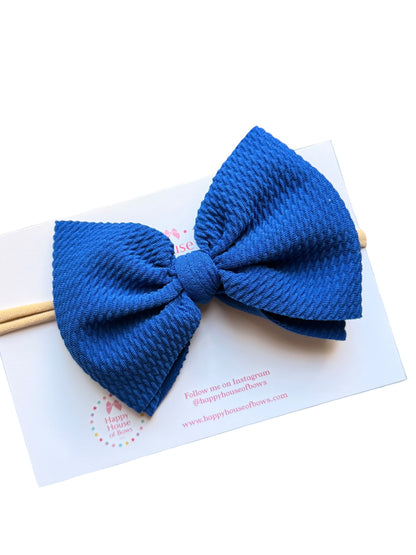 Patriotic Baby Headbands | Liverpool Fabric Bow on Soft Nylon Headband | 4th of July