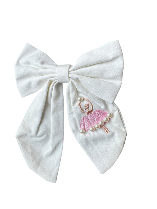 Pearl Ballet Hair Bows for Girls | Ballerina Alligator Clip Bow