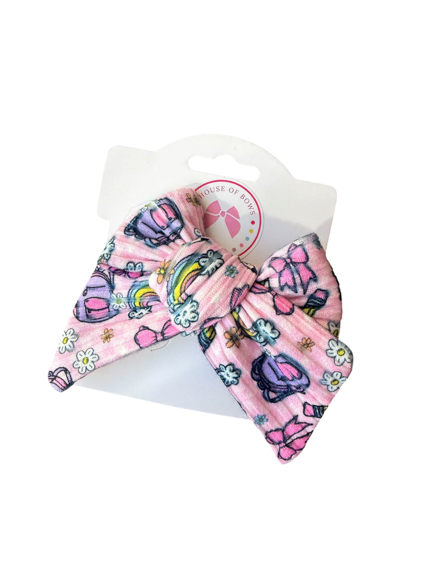 Pink Back to School Hair Bows for Little Girls