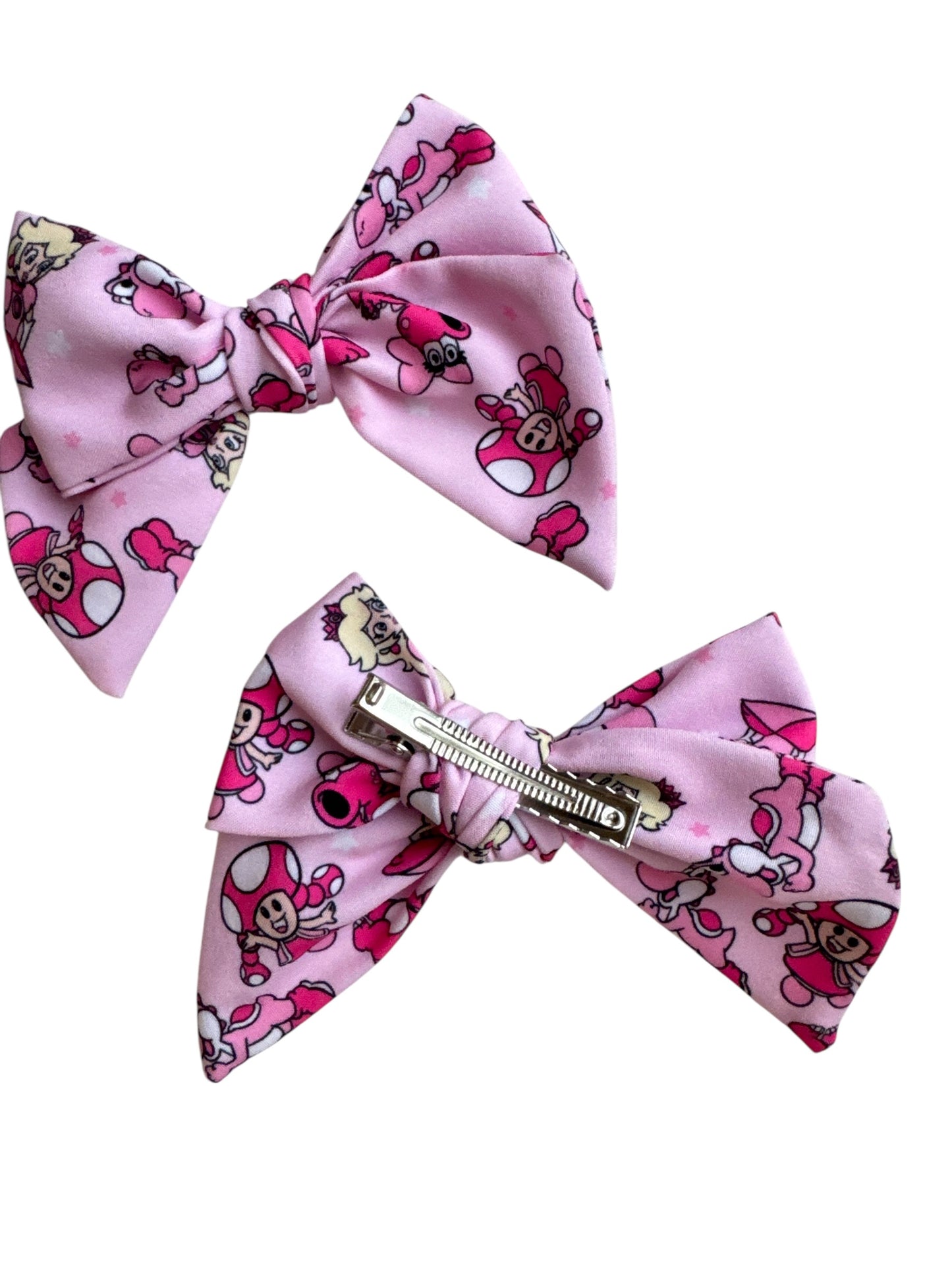 Princess Peach Hair Bows for Girls - Character Clip Bows
