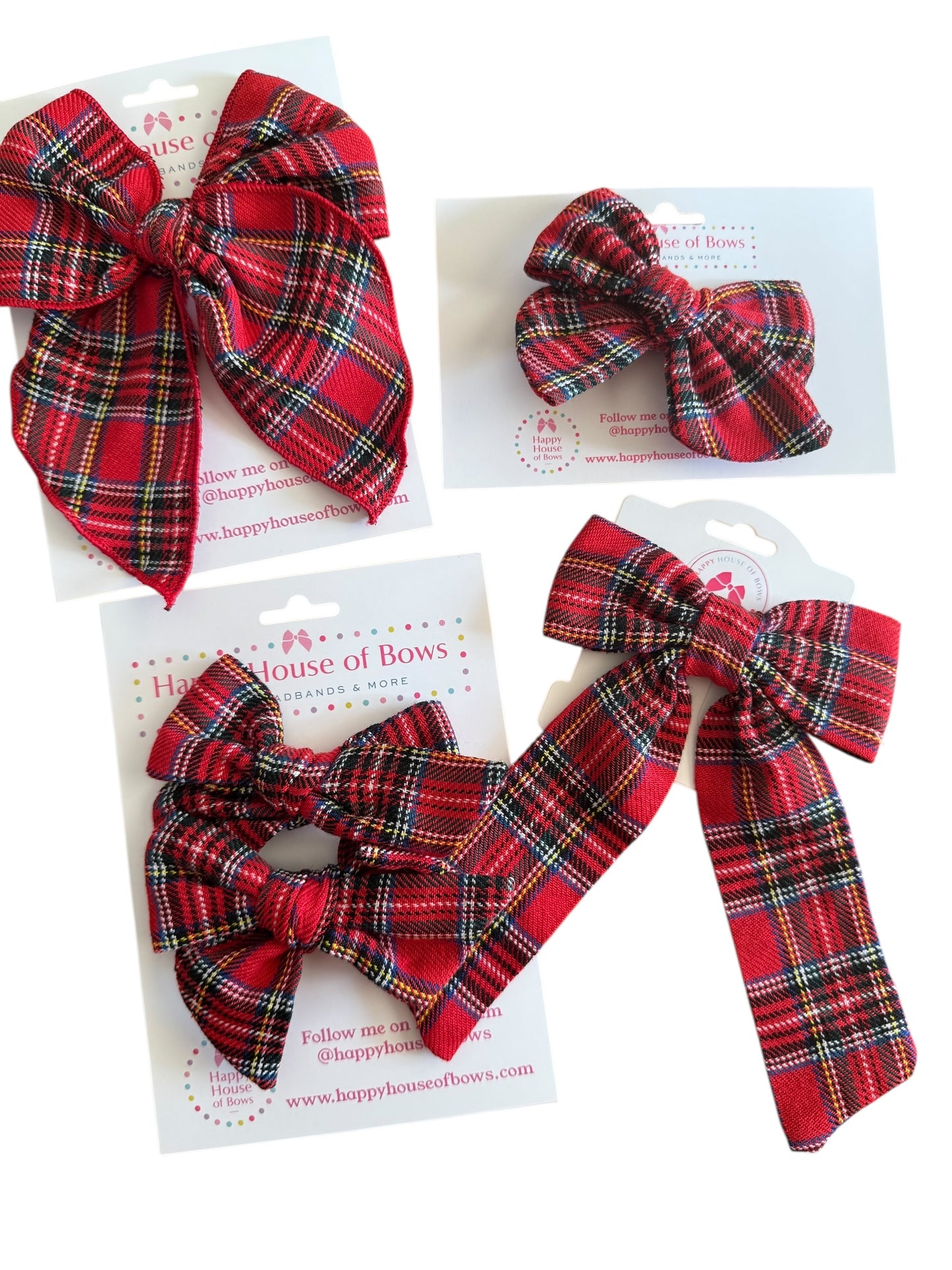 Holiday Red Flannel Hair Bow - Red Plaid Christmas Bow for Girls