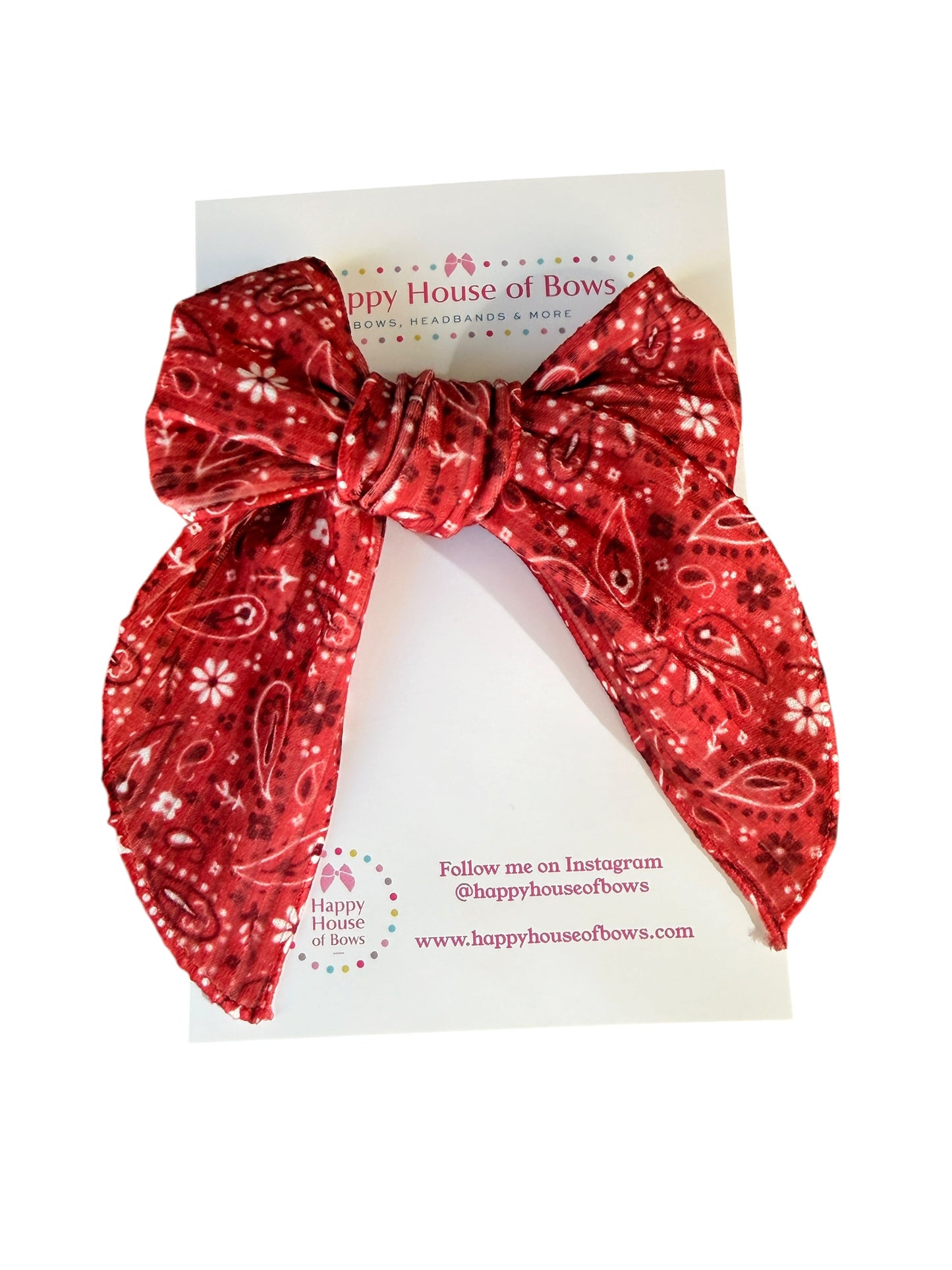 Red Bandana Hair Bows for Little Girls