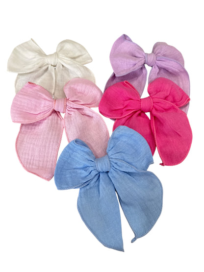 Spring Muslin Hair Bows for Girls | Alligator Clip Bows