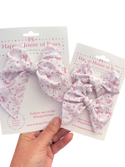 Bows & Ballerinas Hair Bows for Girls - Pink Ballet Dance Hair Clips
