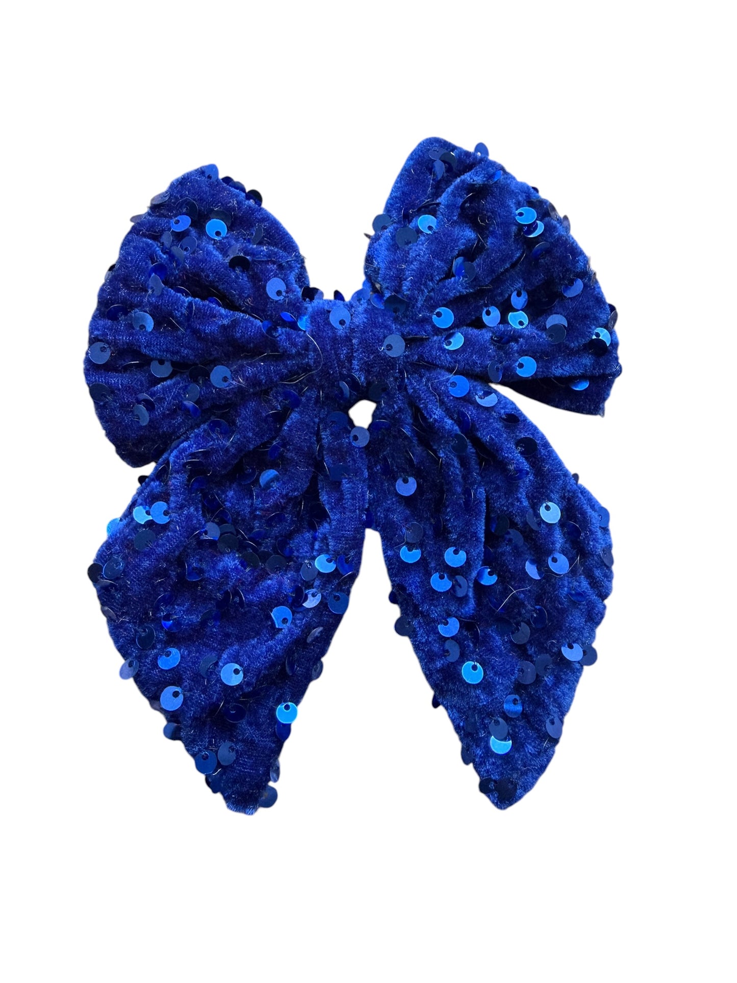 Patriotic Velvet Hair Bow with Sequins – Red White & Blue Alligator Clip Bow for Girls