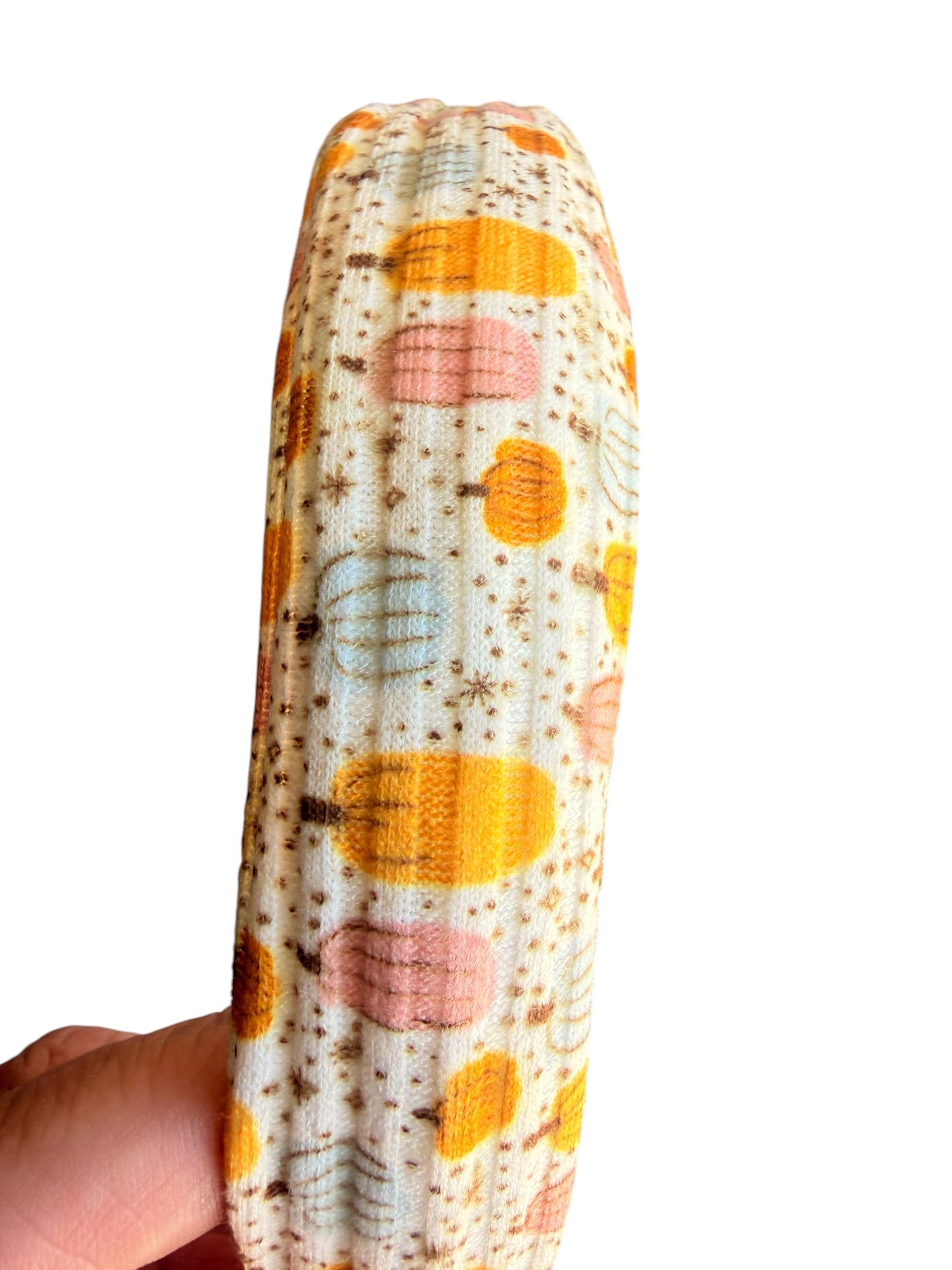 Fall Pumpkin Print Knotted Headband for Girls – Autumn Fabric Headband