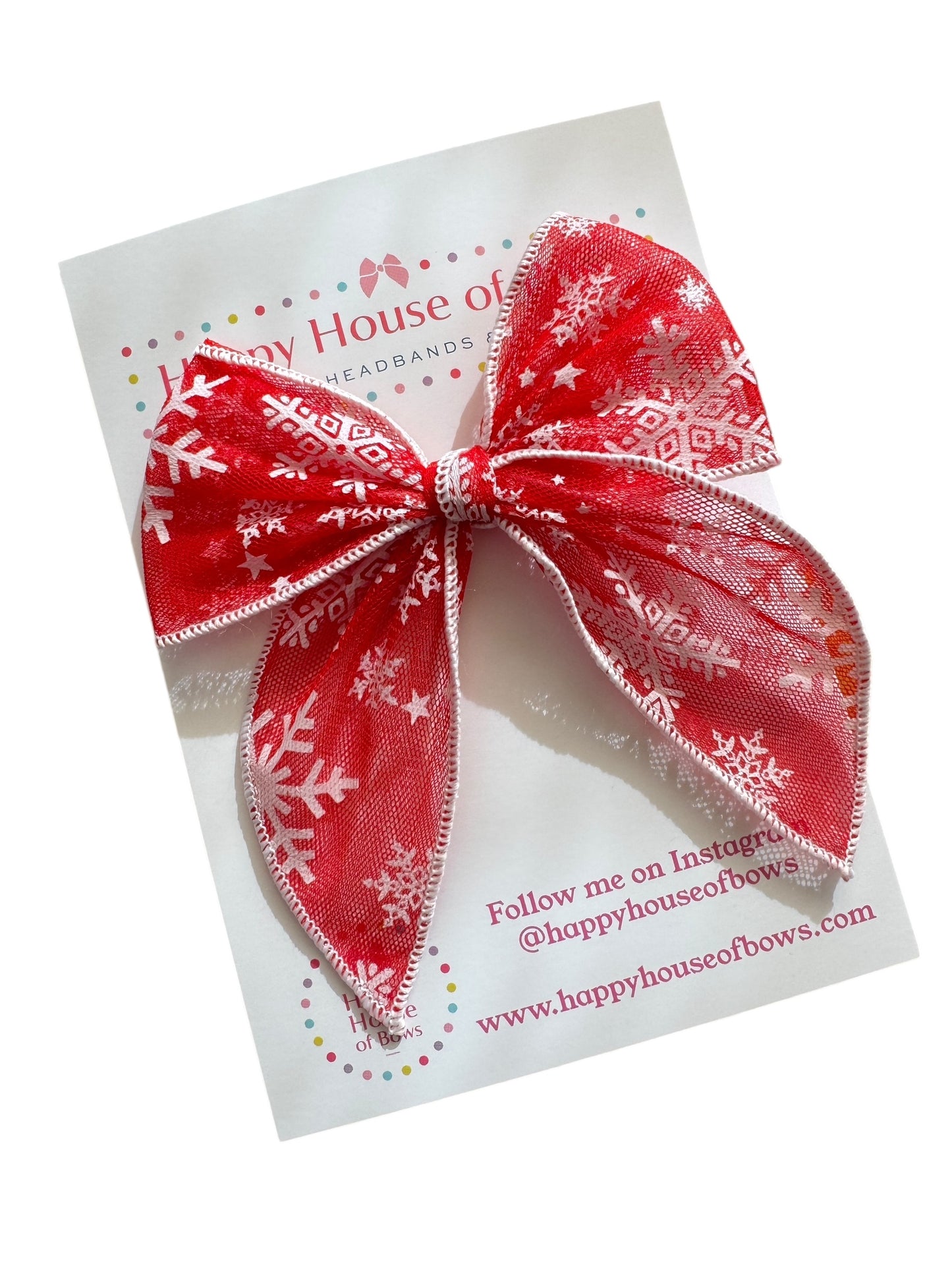 Red Snowflake Sheer Hair Bows - Christmas Glitter Bows for Girls