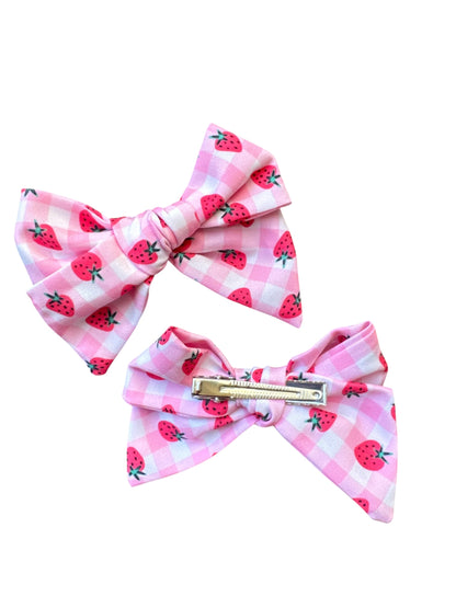 Strawberry Hair Bows for Girls - Pink Fruit Bow Clips & Headbands for Toddlers