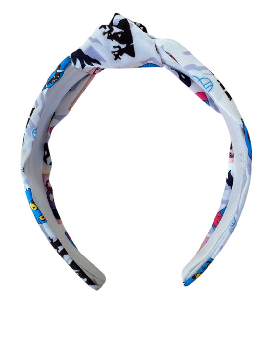 White K-Pop Ramen Headbands for Little Girls