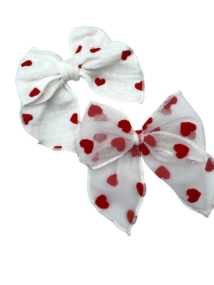 *Tulle Velvet Heart Hair Bows
