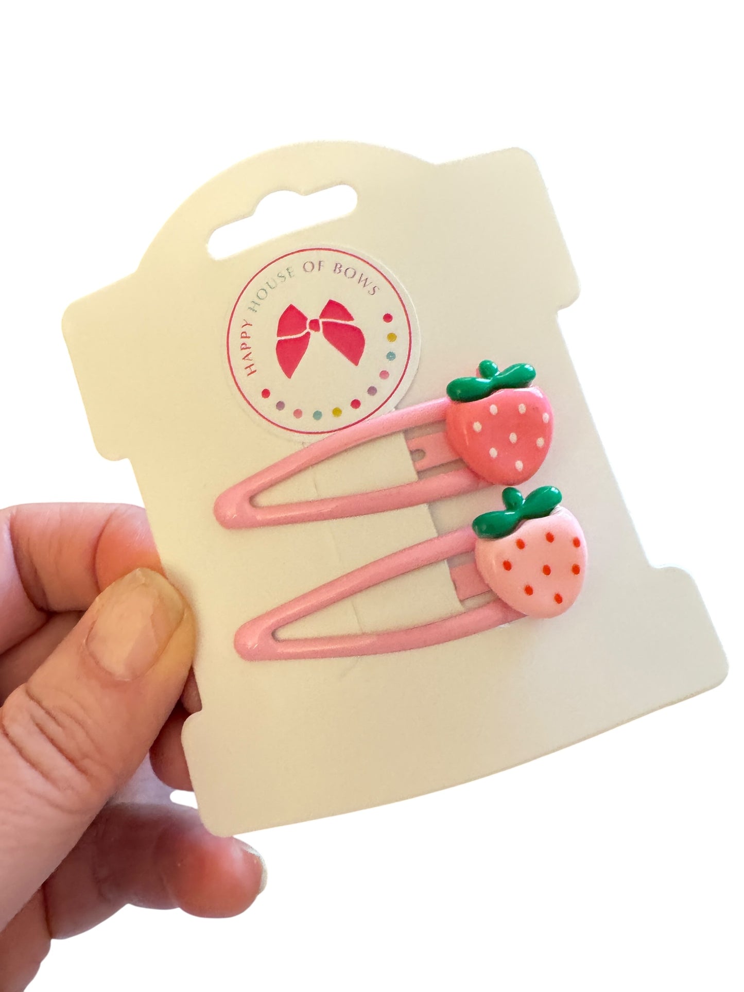 Strawberry Hair Clips for Toddlers - Pink Snap Clips for Baby Girls