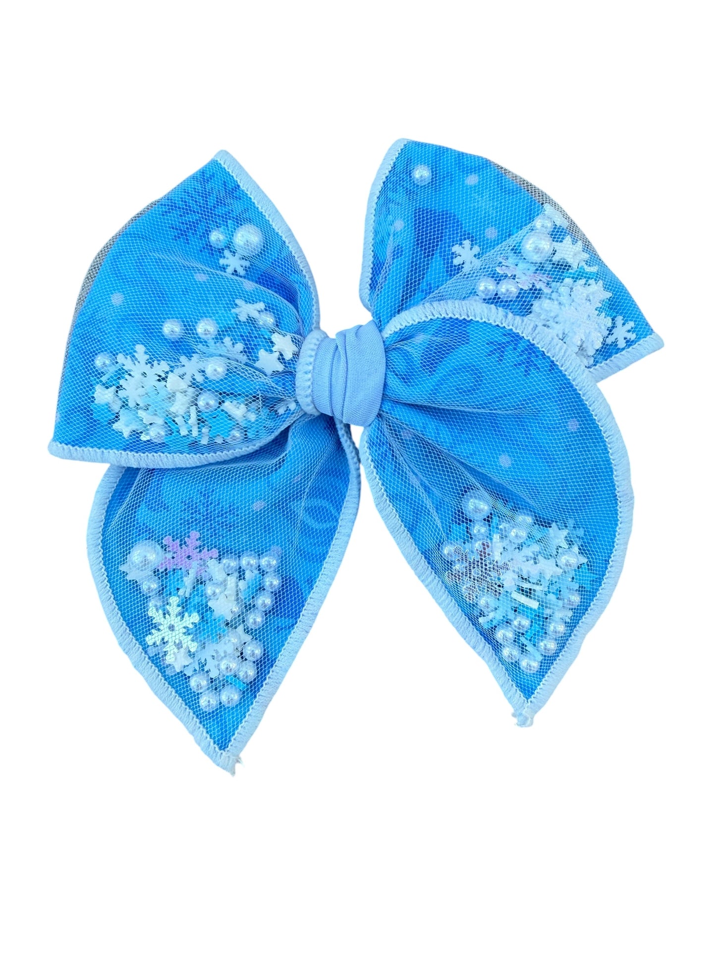 Ice Princess Snowflake Shaker Hair Bow – Girls Alligator Clip Hair Bow
