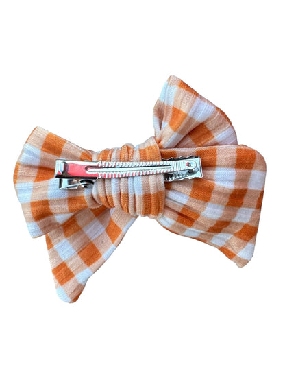 Orange Gingham Hair Bow | Halloween Bows for Kids & Toddlers