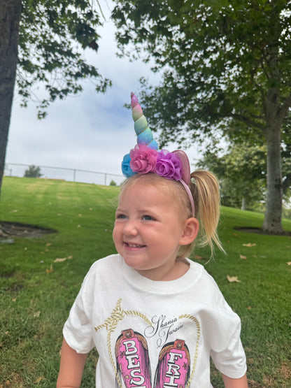 Pastel Rainbow Unicorn Headband for Girls – Rainbow Horn with Floral Accents