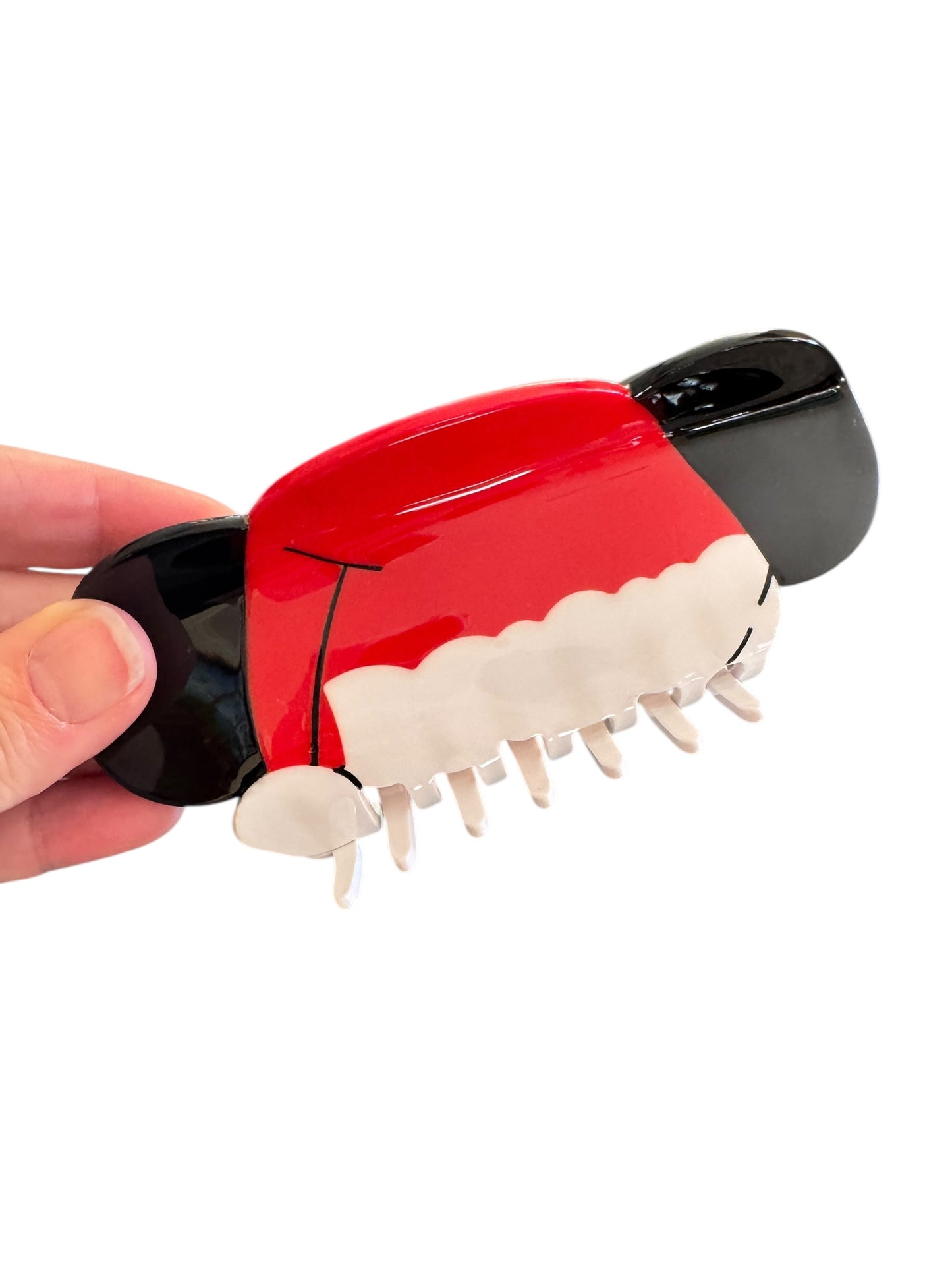 Holiday Santa Mouse Ear Claw Clip - Christmas Hair Clip for Girls & Women