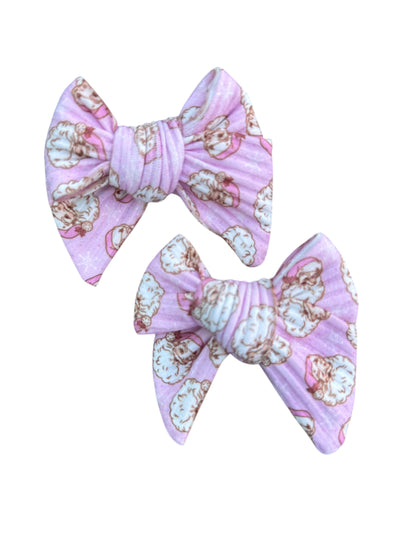 Vintage Pink Santa Hair Bows - Christmas Holiday Clips