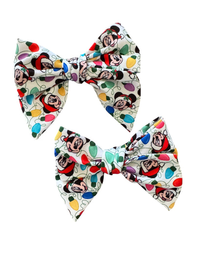Christmas Mouse Lights Hair Bows