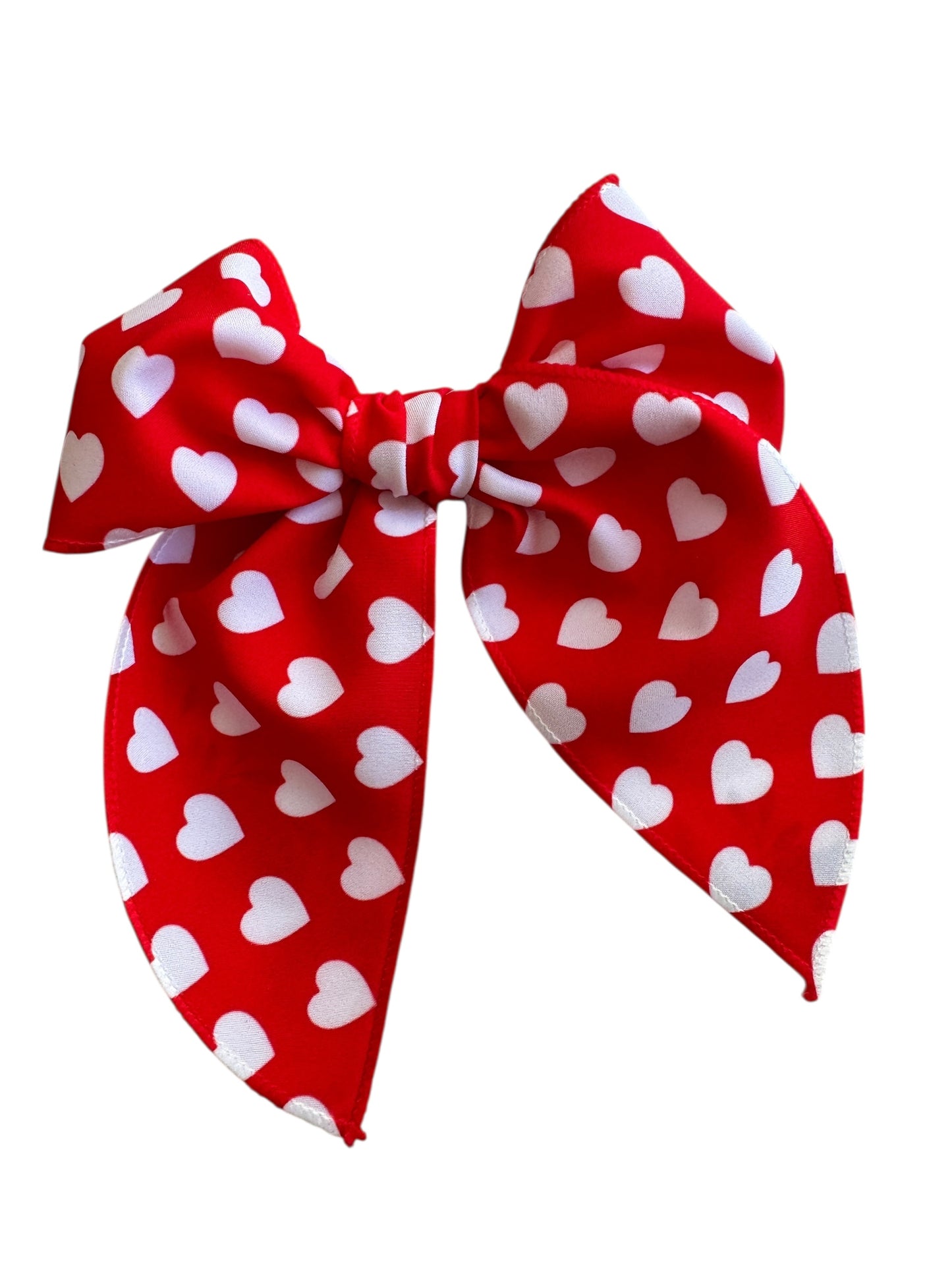 Red and White Hearts Hair Bows - Valentine's Day Hair Bows for Girls
