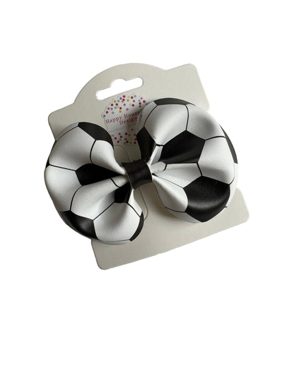 *Soccer Faux Leather Hair Bows