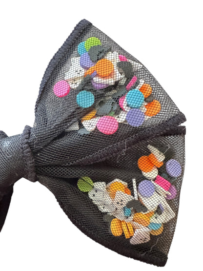 Halloween Ghost Shaker Hair Bow Set – Cute Black Tulle with Ghosts for Girls