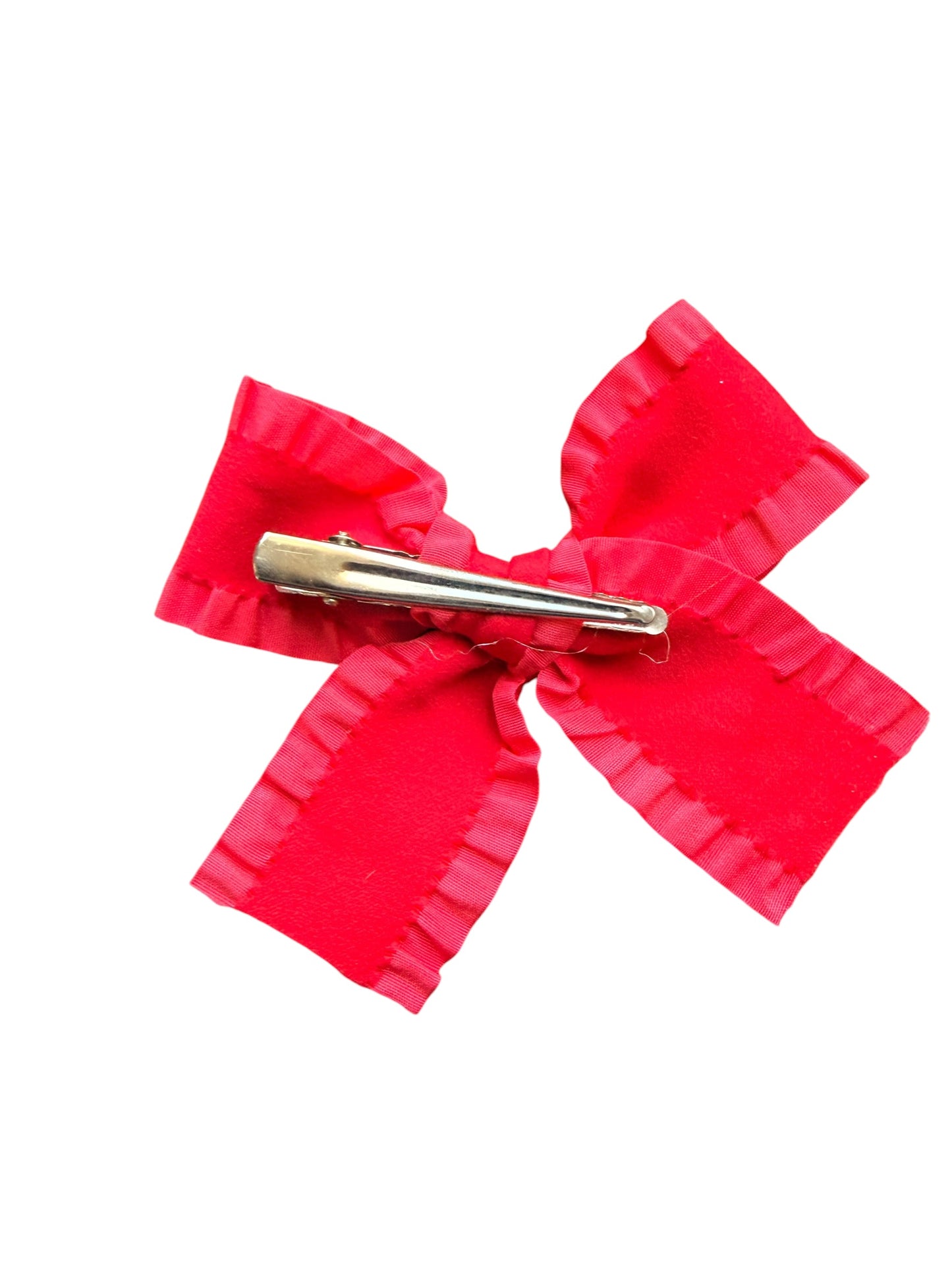 Patriotic Ribbon Hair Bows with Red, Blue & Silver Stars for Girls | 4th of July