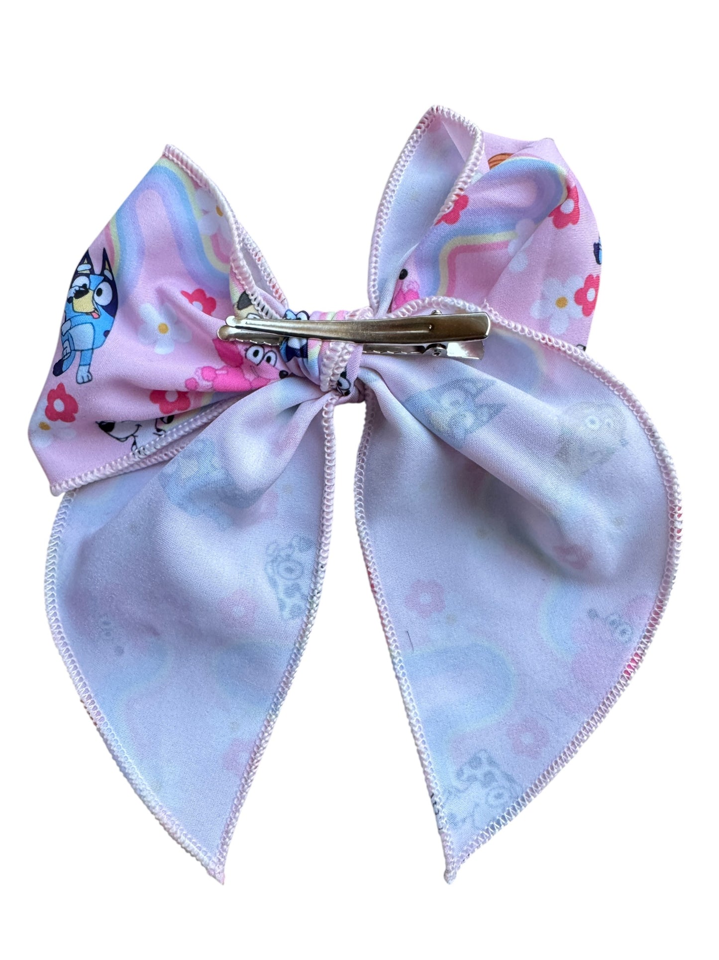 Bluey Hair Bow for Girls - Blue Dog Rainbow Bow
