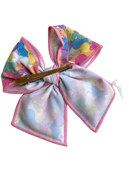 Easter Bunny Shaker Hair Bow for Girls - Pink Confetti Alligator Clip