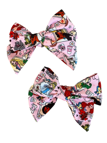 Pink Princesses Hair Bows for Little Girls