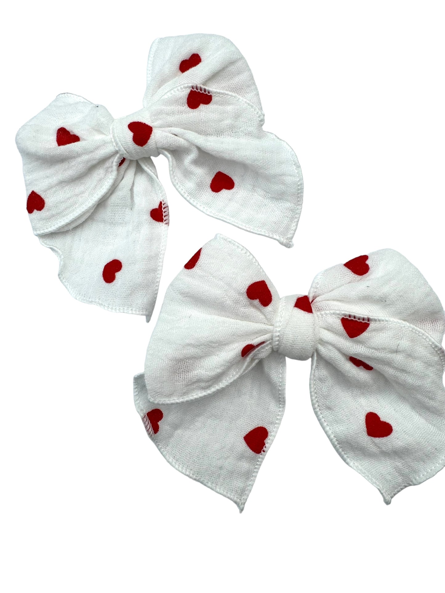 *Hearts Muslin Hair Bows