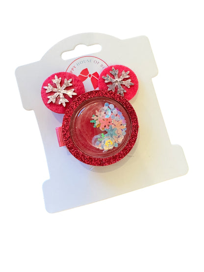 Mouse Snowflake Shaker Clips - Christmas Interactive Hair Clips with Confetti