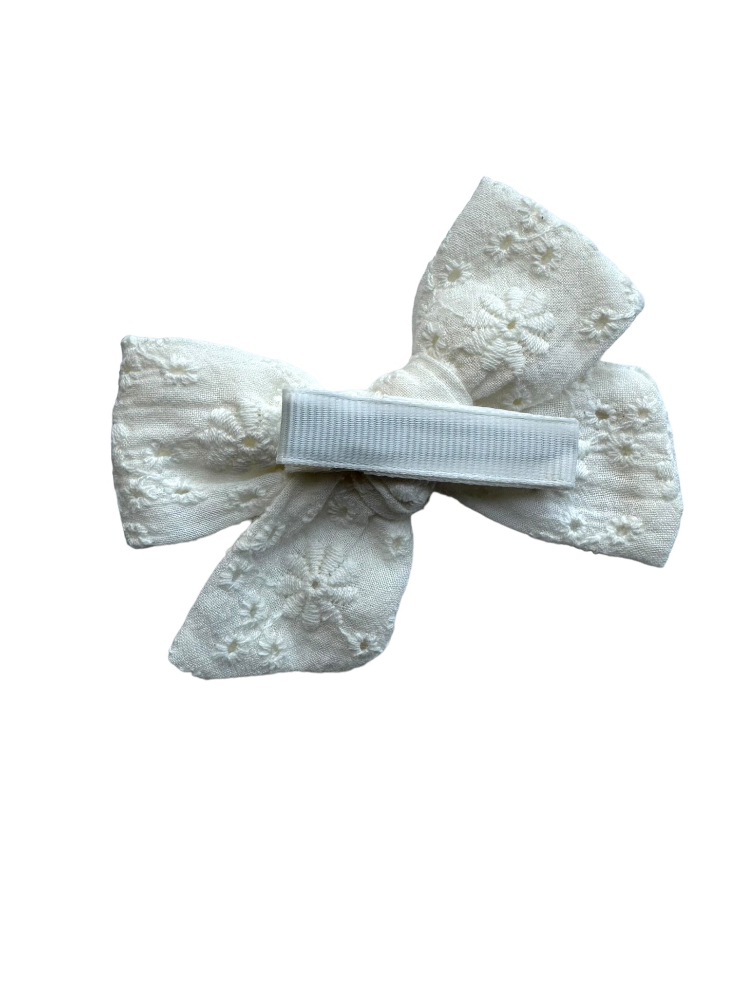 *White Embroidered Lace Bows